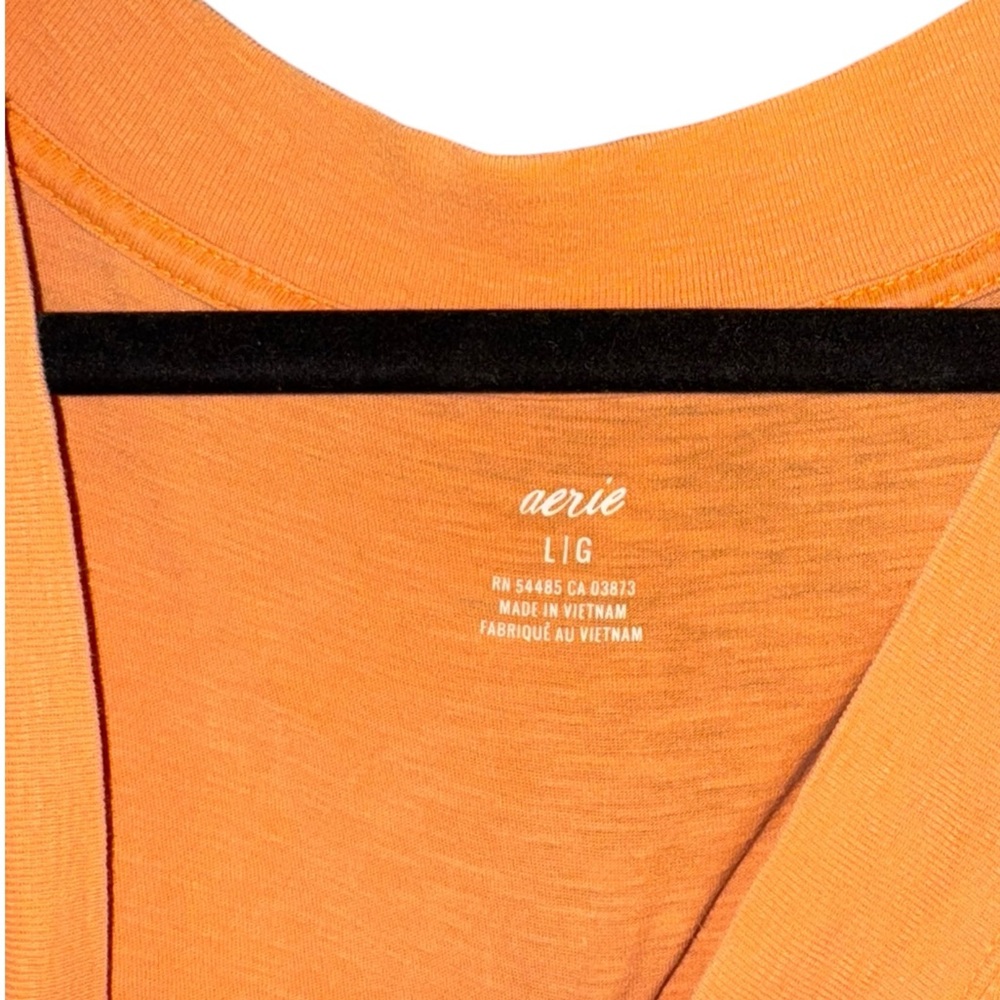 Aerie Tangerine Orange V-Neck Short Sleeve Midi Dress Size Large - Picture 4 of 4